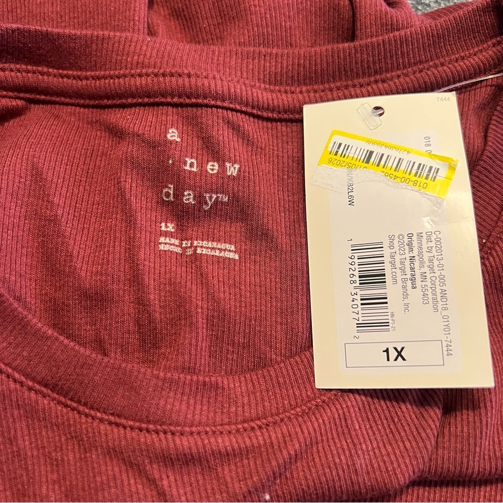 ❤️3/$15 NWT a new day Long Sleeve Crewneck Top - Red Size 1X - Picture 6 of 8